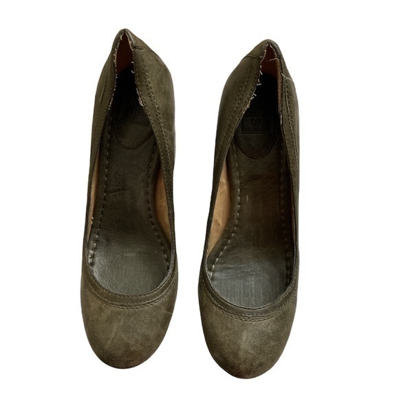 Frye Green Leather Pumps Weathered